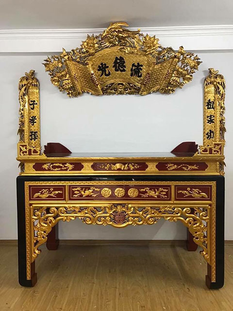 Bàn thờ án gian truyện gỗ mít sơn son thiếp vàng