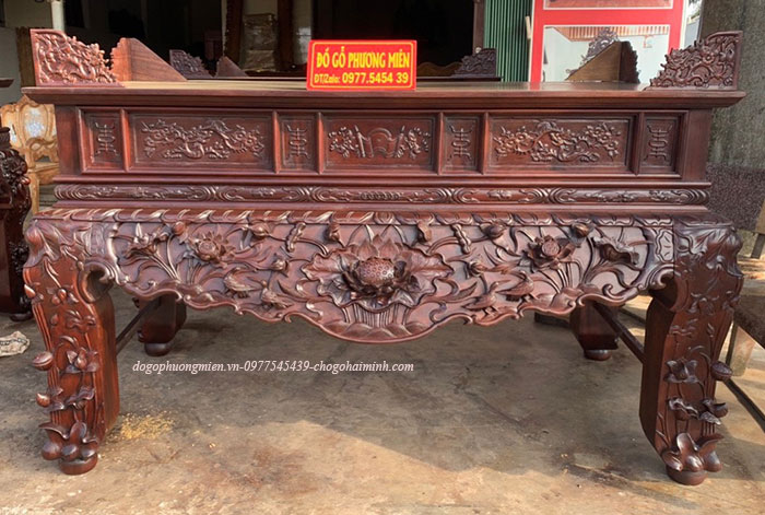 sập thờ sen vịt gỗ gụ đẹp